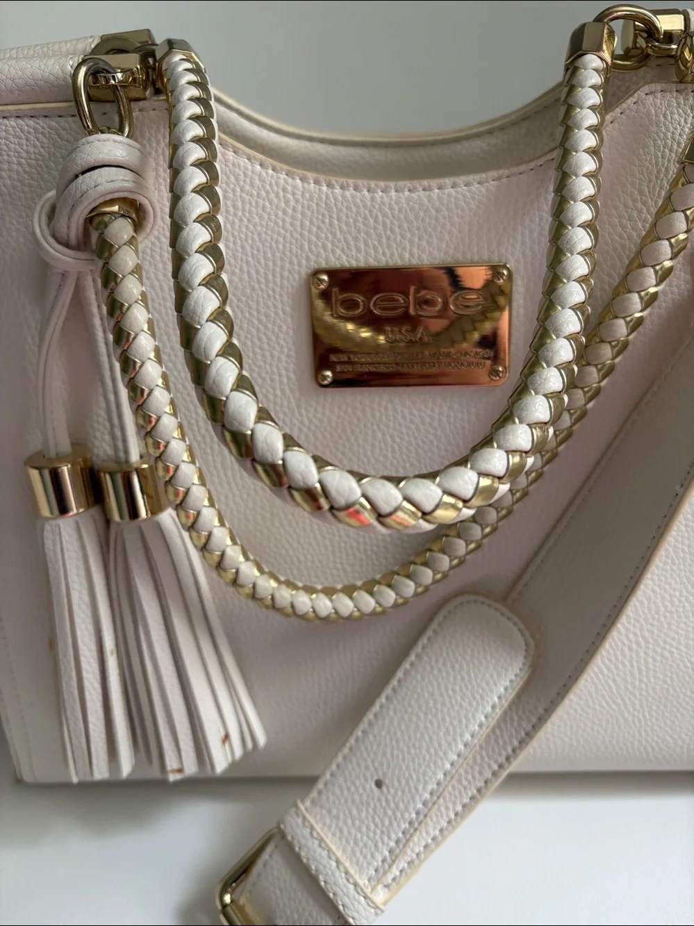 Bebe Leather Shoulder Bag with Tassel & Matching Wallet